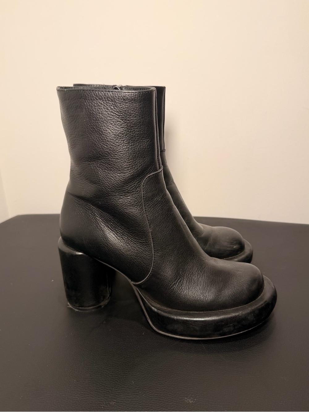 L’intrevalle Brody Black Leather Platform Ankle Boots - Picture 2 of 7